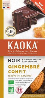 Kaoka Chocolat noir 66% gingembre bio 180g - 1664